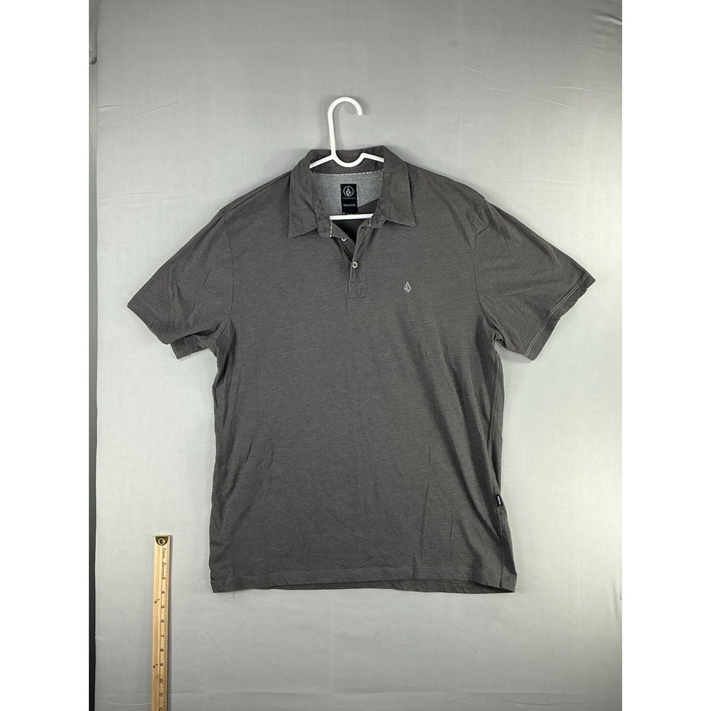 Volcom Men's XL Gray Short Sleeve Polo Shirt Casual Skate Surf Cotton